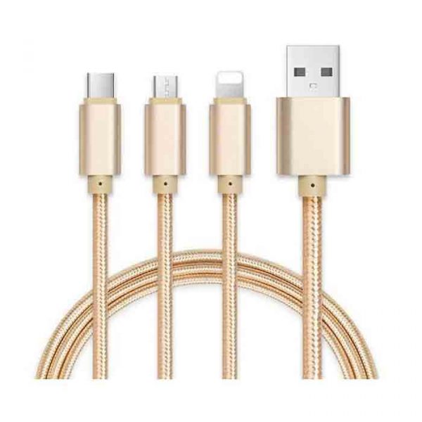 Trio 3 in 1 Charging cable Compatible with Android & iOS Smartphones