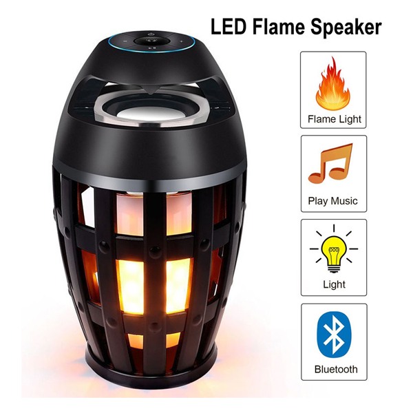 Led Flame Atmosphere Speaker Bluetooth Portable Speaker Black