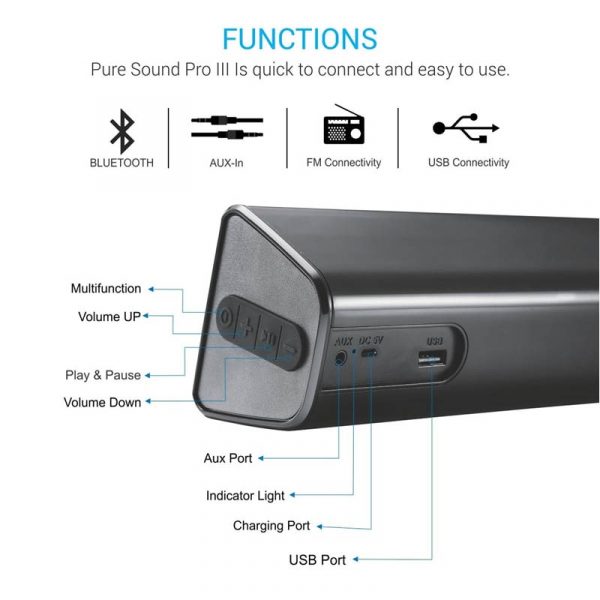 Portronics POR 891 Pure Sound Pro All in One Wireless Soundbar 1 Year Warranty