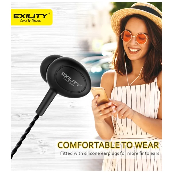 Dvaio EXILITY Wired Earphone for mobiles Headset Royal Bass Wired In the Ear headset Black