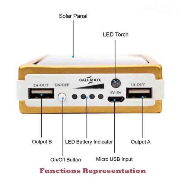 powerbank Solar LED 2A Output Power Bank 20000mAh with Dual USB Port