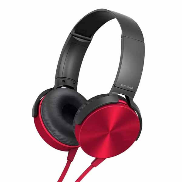 VK XB450 Powerful EXTRA BASS Sound Wire Headphones Red