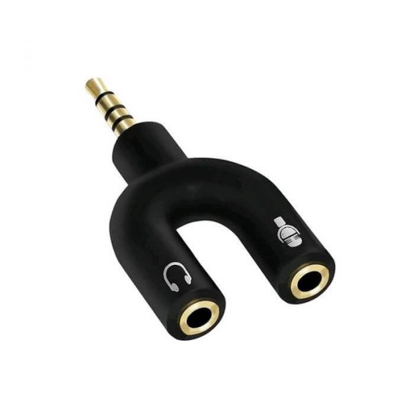 U Shape Adaptor Audio Convertible Splitter For Headphone & Microphone