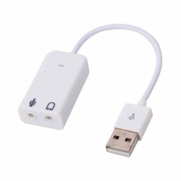 USB Sound Card For Pc Headphone Splitter USB To 3.5mm Headphone With Mic White