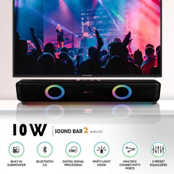 PSYTECH 4D Soundbar 2 RGB Party Lights edition 10W  bluetooth soundbar with wireless subwoofer with speaker bluetooth soundbar speaker