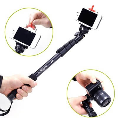 Yunteng 188 Extendable Selfie Stick with a External Bluetooth Shutter and Flexible Mobile Holder for DSLR, Gopro and Smart Phones (Black)