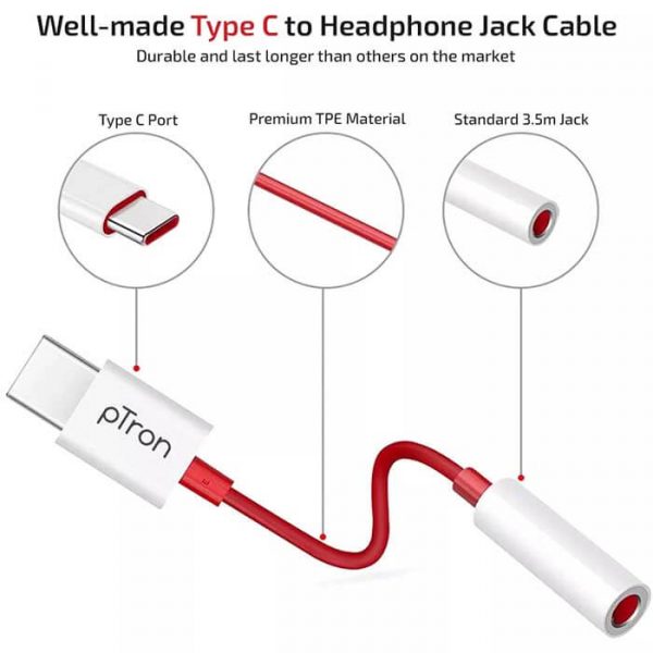 Ptron Solero C1 Type-C to 3.5mm Jack Headphones Audio Connector (3)