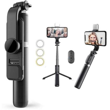 Bluetooth Extendable Selfie Stick With Led Light Wireless Remote For All Iphone And Android Smartphone