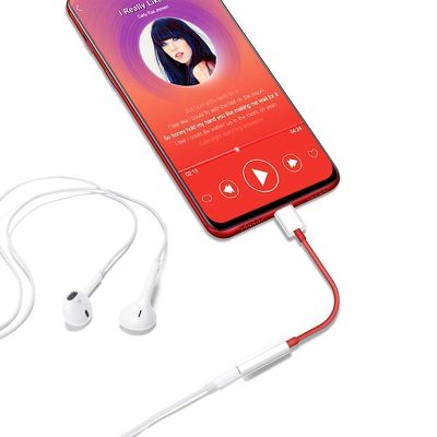 Red Type C To 3.5 Mm Jack Audio Connector Adapter For Oneplus Mobiles and Type C_