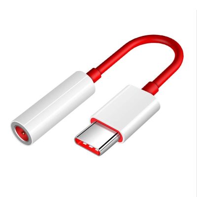 Red Type C To 3.5 Mm Jack Audio Connector Adapter For Oneplus Mobiles and Type C_
