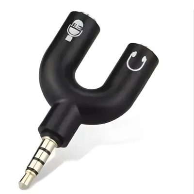 U Shape 3.5mm Audio Jack Convertible Splitter For Headphone & Microphone