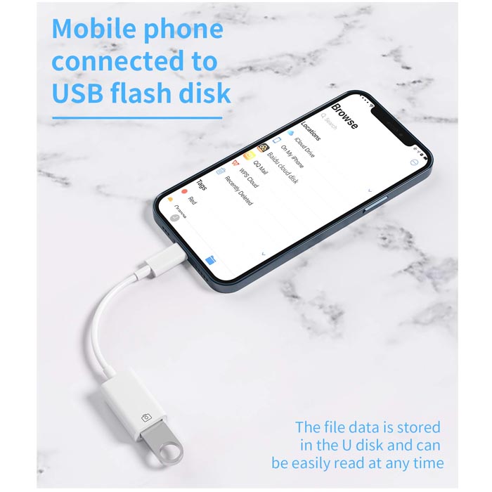 Lightning to USB Camera Adapter -OTG Cable - Image 2